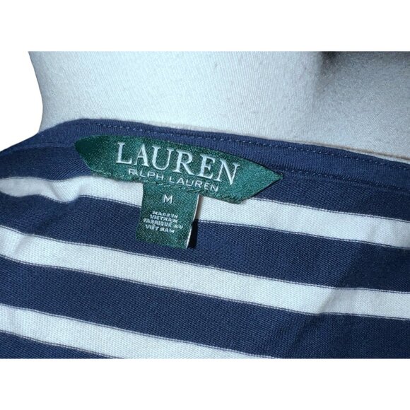 Ralph Lauren Womens Navy & White Striped Off-Shoulder Dress M - Picture 3 of 14